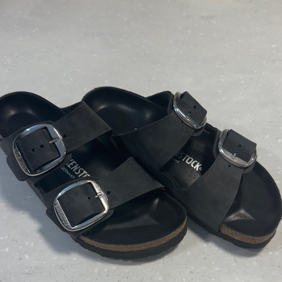 Birkenstock Dark Gray Nubuck Big Buckle Arizona 38 Narrow - Picture 1 of 4